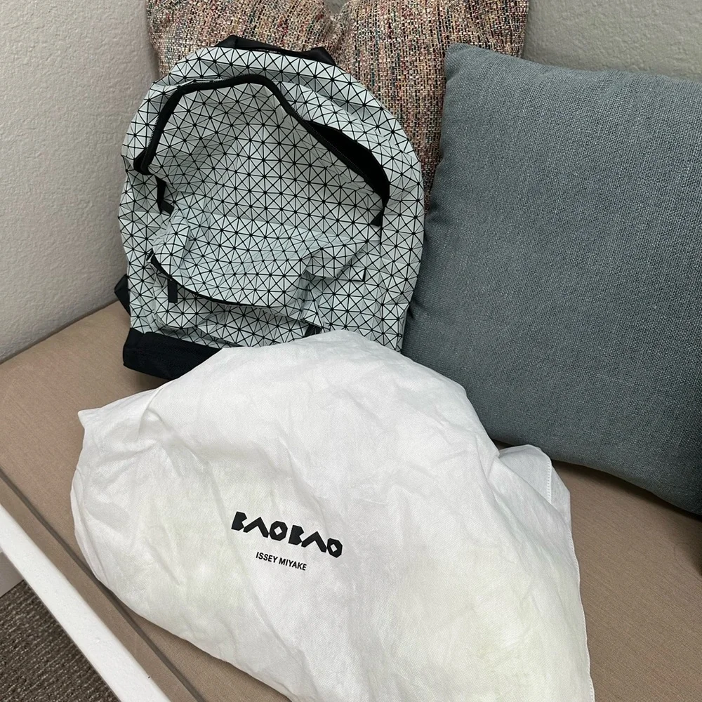 Geometric Patterned Black and White Backpack - Picture 13 of 15